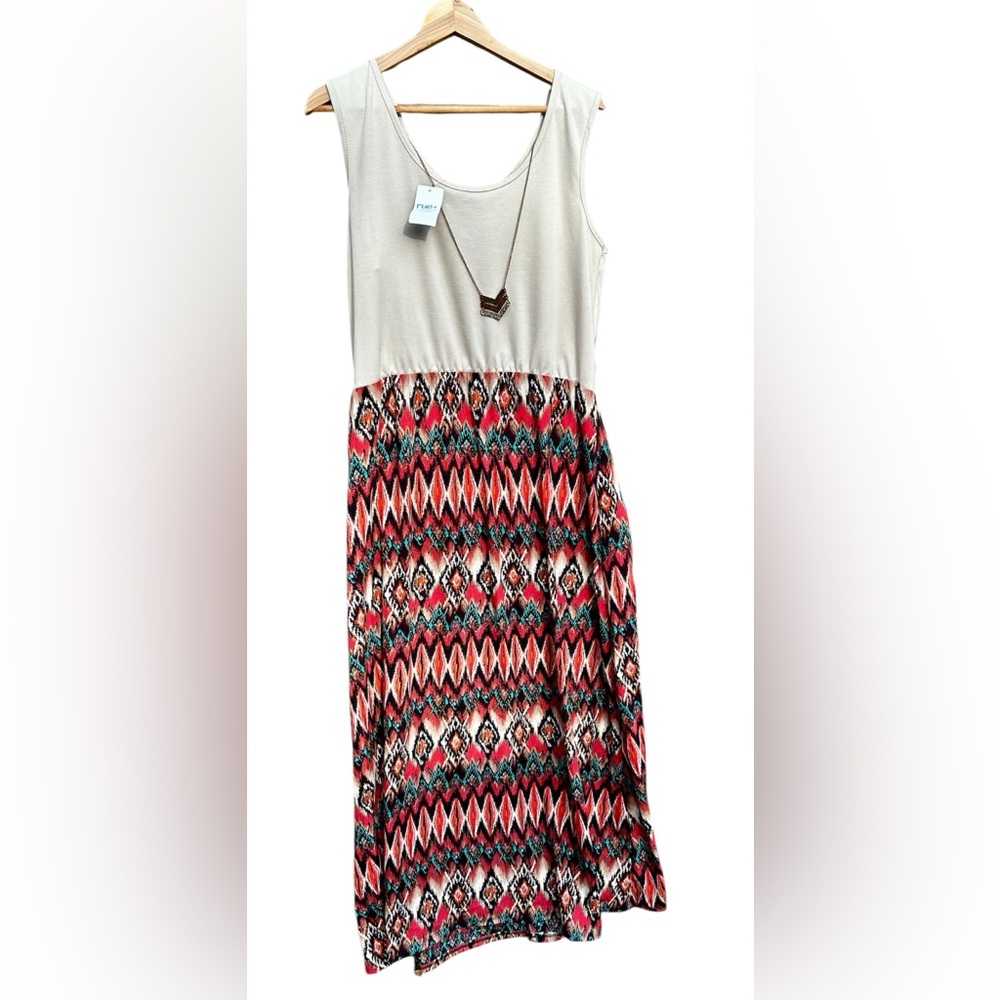 NWT Rue 21 Maxi Dress Boho Coral, Pink Teal Size 1X
